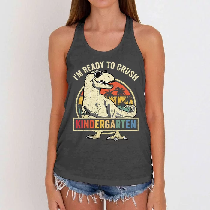 Im Ready To Crush Kindergarten Back To School Dinosaur Kids Gift Women's Knotted Racerback Tank