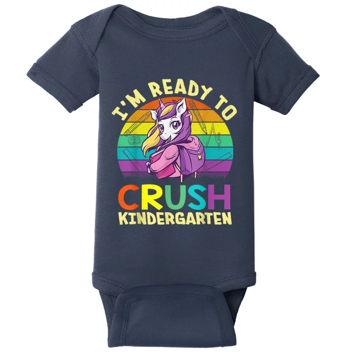 Im Ready To Crush Kindergarten Unicorn Back To School Girl Baby Bodysuit