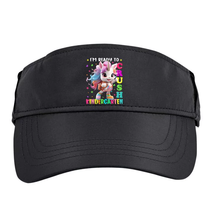 Im Ready To Crush Kindergarten Unicorn Back To School Adult Drive Performance Visor