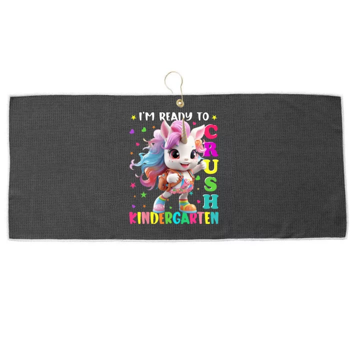 Im Ready To Crush Kindergarten Unicorn Back To School Large Microfiber Waffle Golf Towel