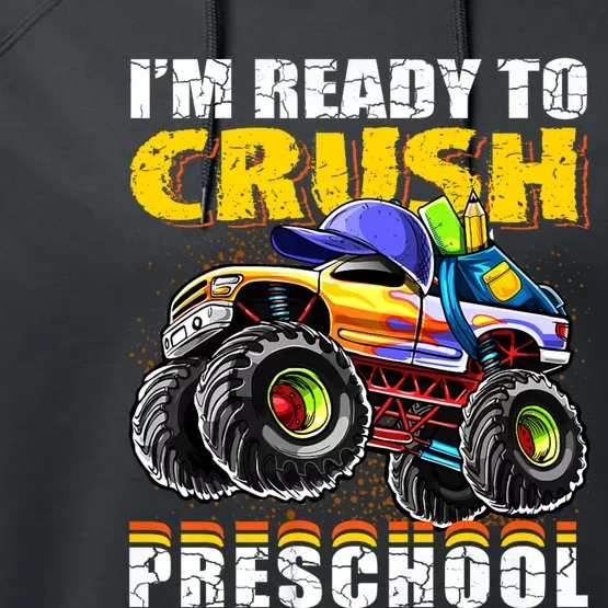 IM Ready To Crush Preschool Monster Truck Backpack Back To School Performance Fleece Hoodie