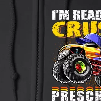 IM Ready To Crush Preschool Monster Truck Backpack Back To School Full Zip Hoodie