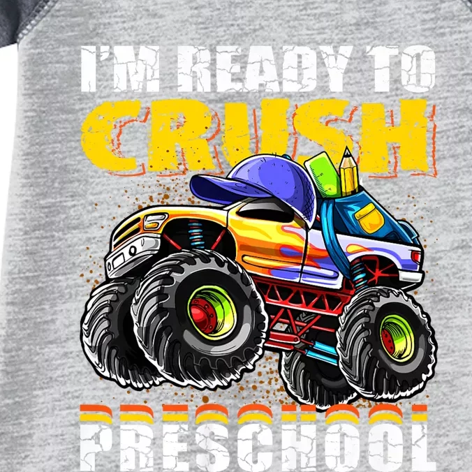 IM Ready To Crush Preschool Monster Truck Backpack Back To School Infant Baby Jersey Bodysuit