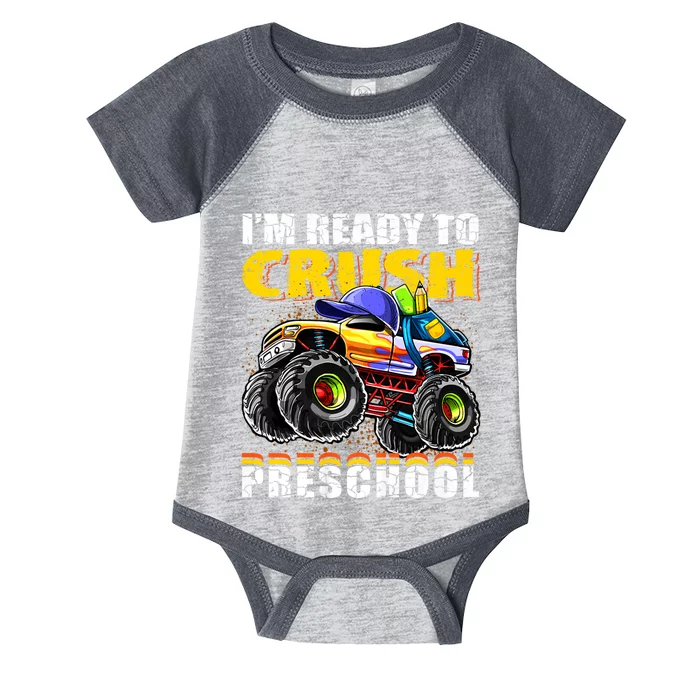 IM Ready To Crush Preschool Monster Truck Backpack Back To School Infant Baby Jersey Bodysuit