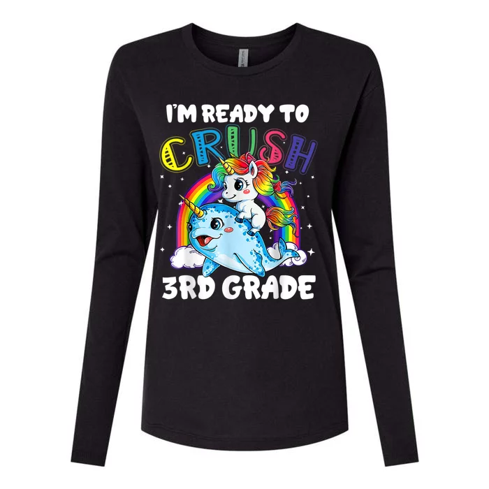 Im Ready To Crush 3rd Grade Back To School Unicorn Kids Womens Cotton Relaxed Long Sleeve T-Shirt