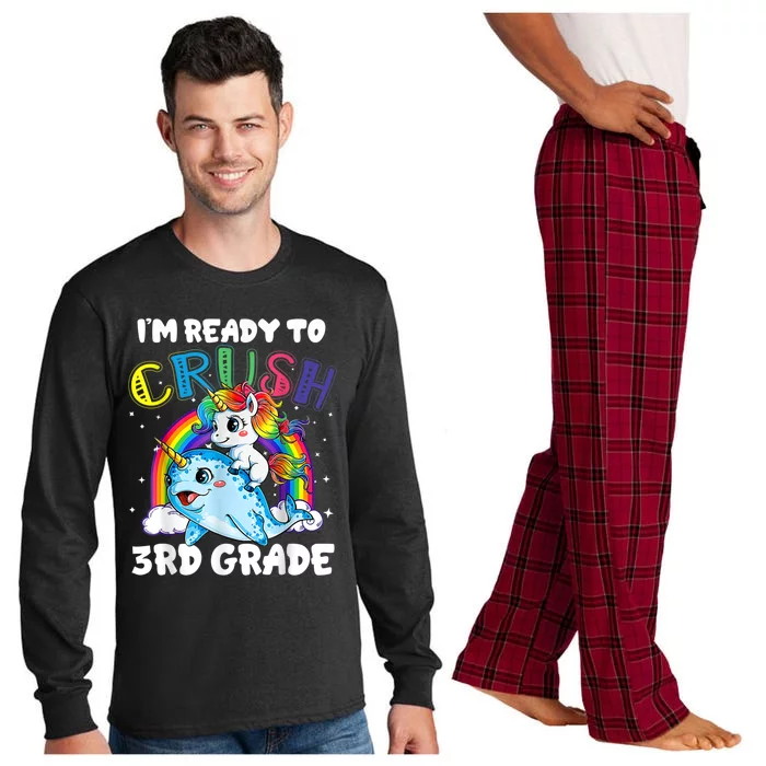 Im Ready To Crush 3rd Grade Back To School Unicorn Kids Long Sleeve Pajama Set