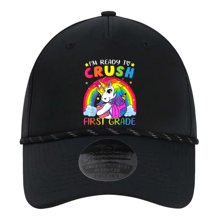 Im Ready To Crush First Grade Funny Cute Unicorn Rainbow Performance The Dyno Cap