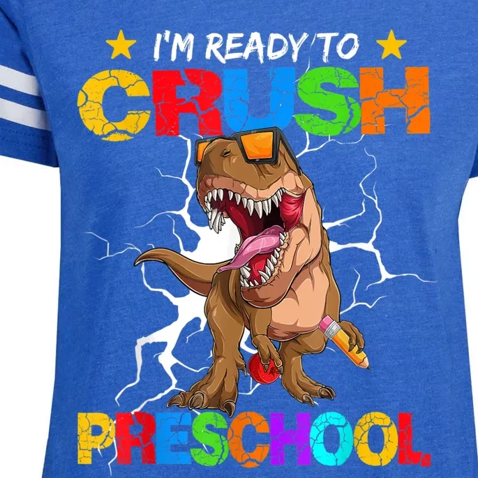 Im Ready To Crush Preschool Dinosaur Back To School Enza Ladies Jersey Football T-Shirt