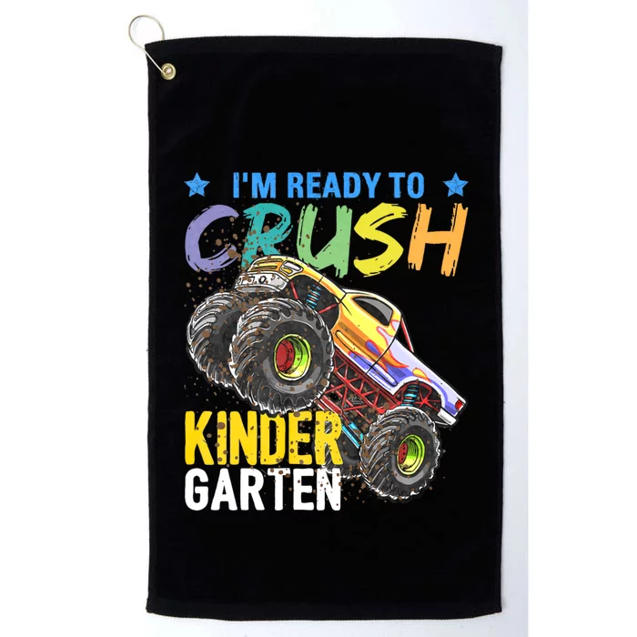 Im Ready To Crush Kindergarten Monster Truck Back To School Platinum Collection Golf Towel