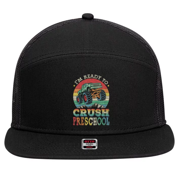 Im Ready To Crush PreSchool Monster Truck Kids Gift 7 Panel Mesh Trucker Snapback Hat