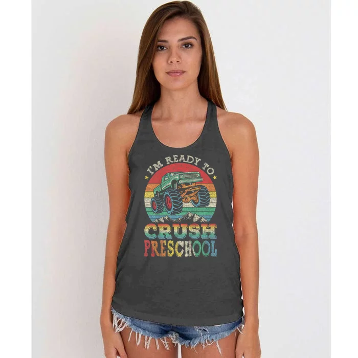 Im Ready To Crush PreSchool Monster Truck Kids Gift Women's Knotted Racerback Tank