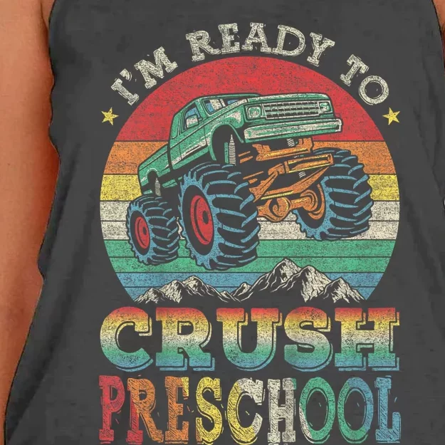 Im Ready To Crush PreSchool Monster Truck Kids Gift Women's Knotted Racerback Tank