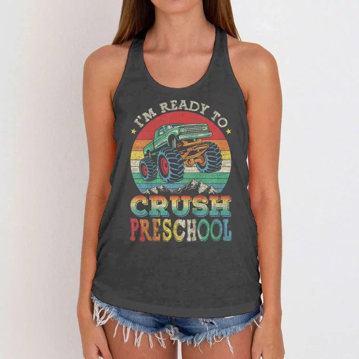 Im Ready To Crush PreSchool Monster Truck Kids Gift Women's Knotted Racerback Tank