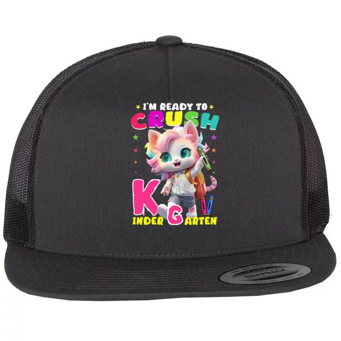 Im Ready To Crush Kindergarten Unicorn Back To School Girls Flat Bill Trucker Hat