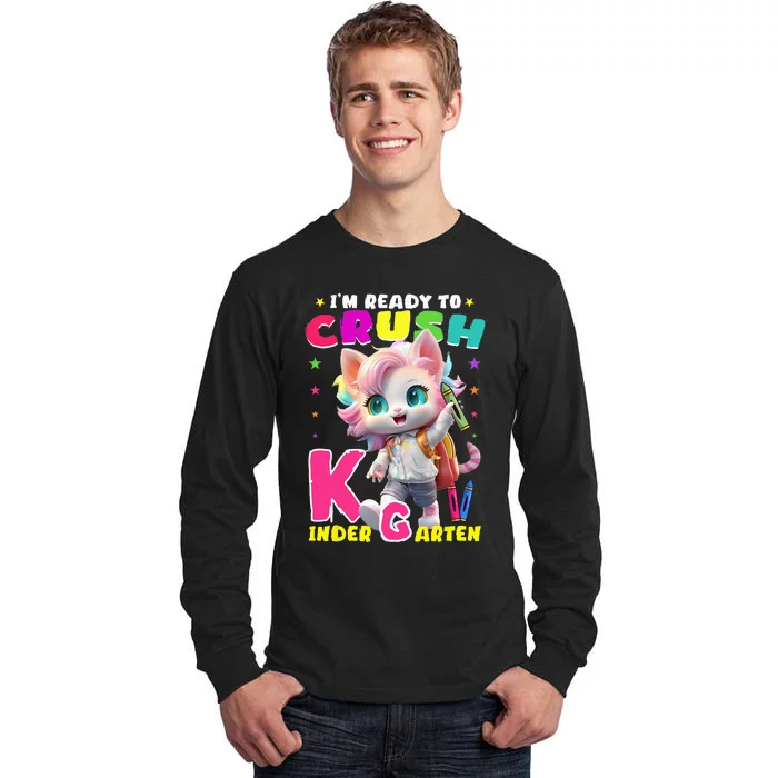 Im Ready To Crush Kindergarten Unicorn Back To School Girls Tall Long Sleeve T-Shirt