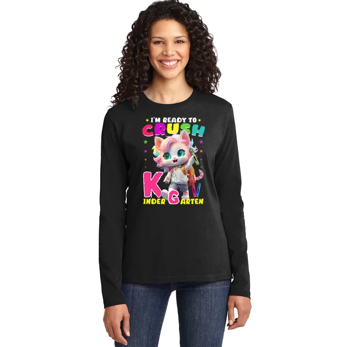 Im Ready To Crush Kindergarten Unicorn Back To School Girls Ladies Long Sleeve Shirt