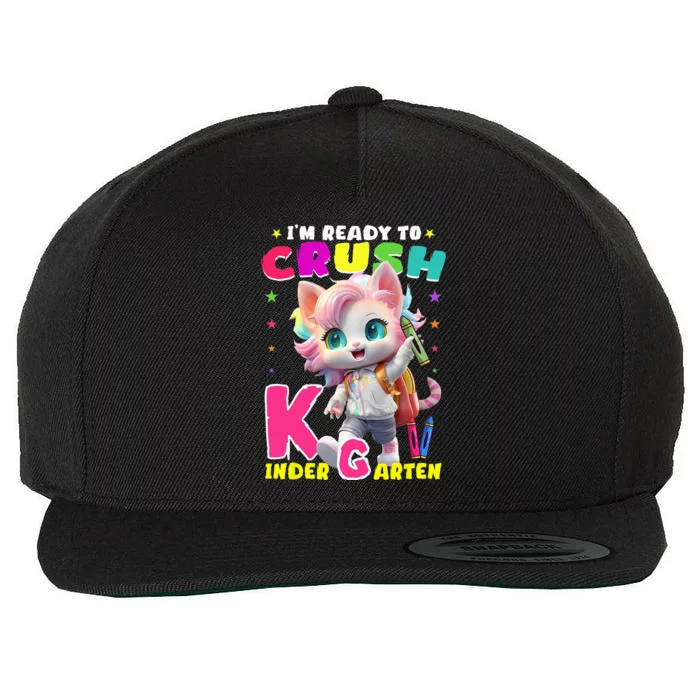 Im Ready To Crush Kindergarten Unicorn Back To School Girls Wool Snapback Cap