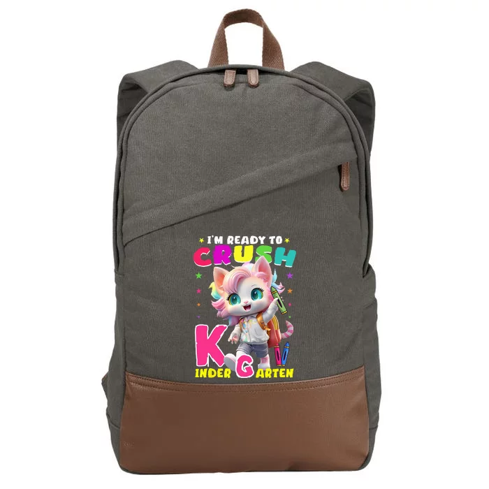 Im Ready To Crush Kindergarten Unicorn Back To School Girls Cotton Canvas Backpack