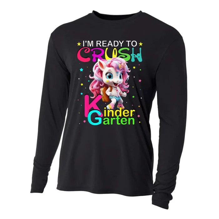 Im Ready To Crush Kindergarten Unicorn Back To School Girls Cooling Performance Long Sleeve Crew