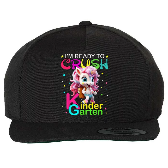 Im Ready To Crush Kindergarten Unicorn Back To School Girls Wool Snapback Cap