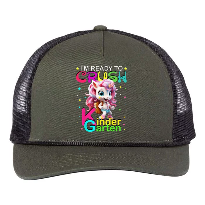 Im Ready To Crush Kindergarten Unicorn Back To School Girls Retro Rope Trucker Hat Cap