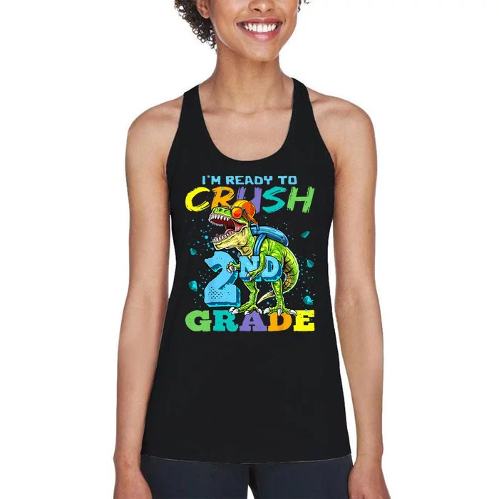 Im Ready To Crush 2nd Grade T Rex Dinosaur Back To School Women's Racerback Tank