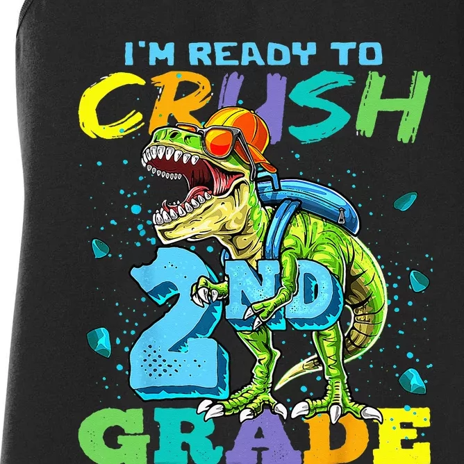 Im Ready To Crush 2nd Grade T Rex Dinosaur Back To School Women's Racerback Tank