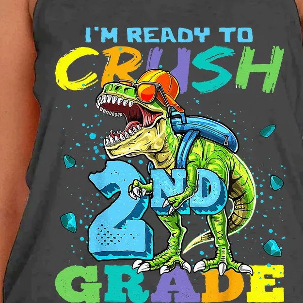 Im Ready To Crush 2nd Grade T Rex Dinosaur Back To School Women's Knotted Racerback Tank