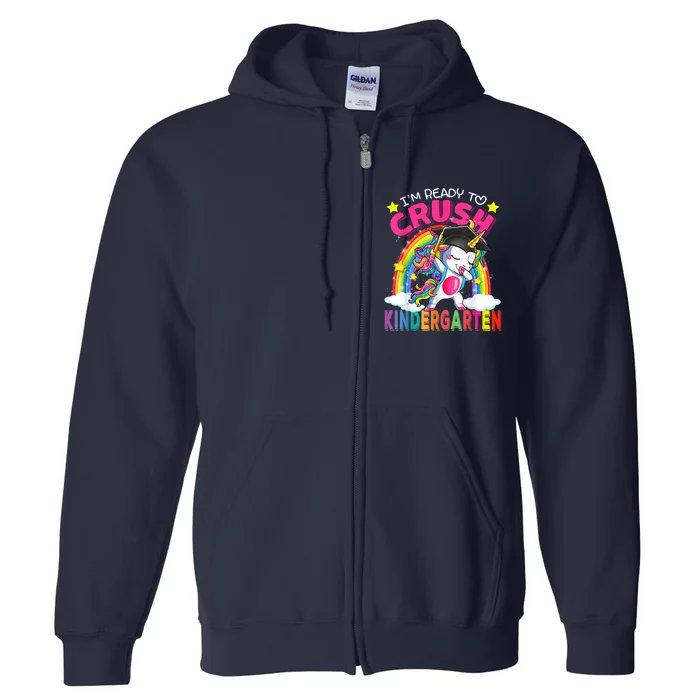 Im Ready To Crush Kindergarten Unicorn Back To School Girl Full Zip Hoodie