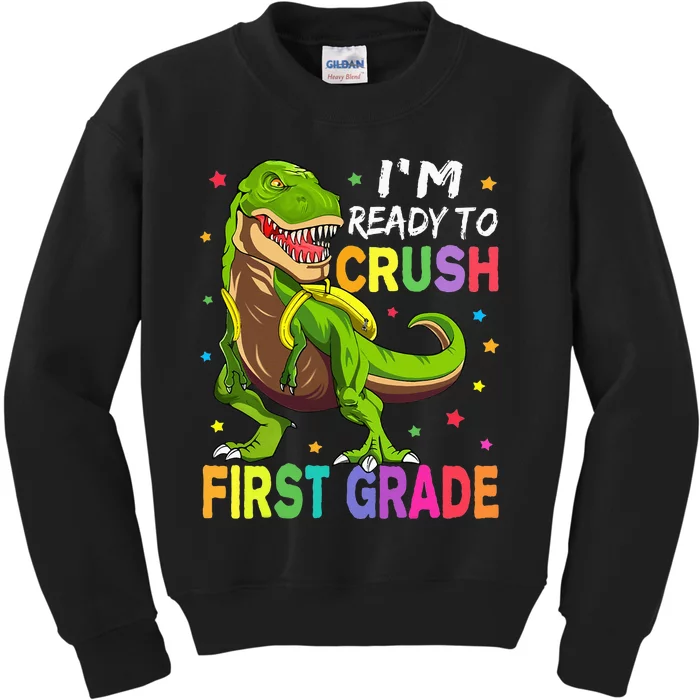 I'm Ready To Crush 1st Grade Dinosaur Back To School Kids Sweatshirt