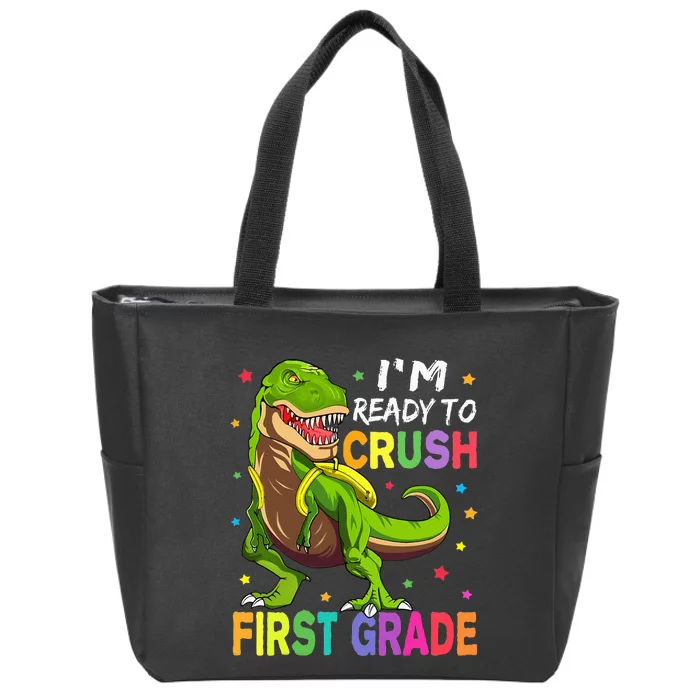 I'm Ready To Crush 1st Grade Dinosaur Back To School Zip Tote Bag