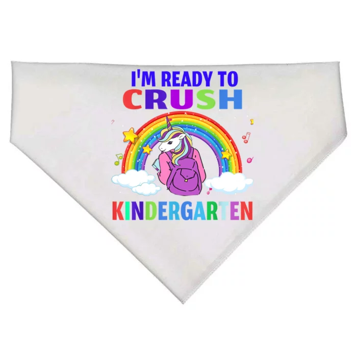 Im Ready To Crush Kindergarten Unicorn Back To School Great Gift USA-Made Doggie Bandana