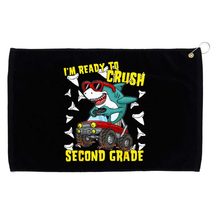 Im Ready To Crush Second Grade Shark Back To School Grommeted Golf Towel