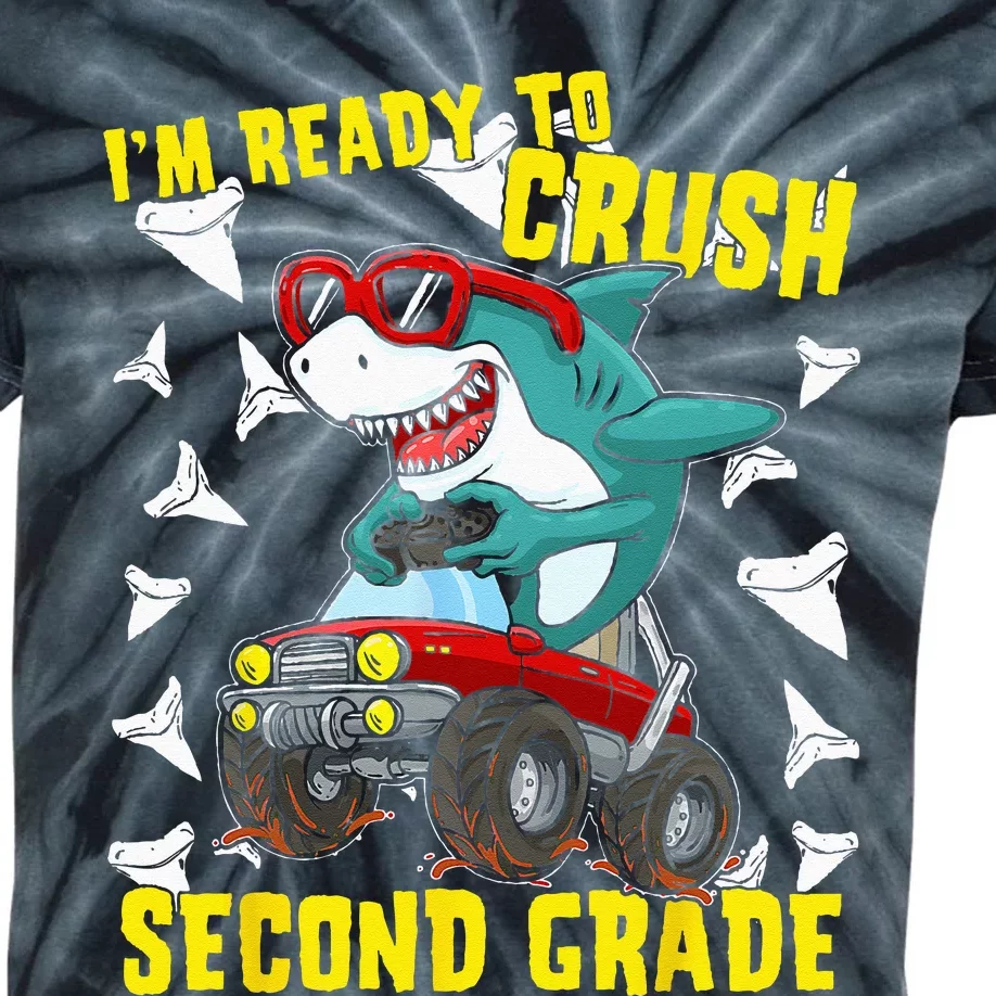 Im Ready To Crush Second Grade Shark Back To School Kids Tie-Dye T-Shirt