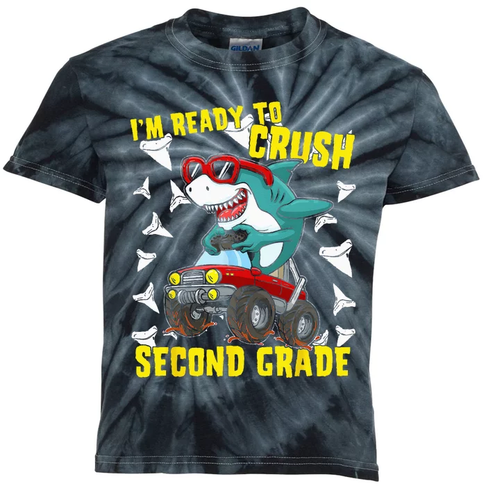 Im Ready To Crush Second Grade Shark Back To School Kids Tie-Dye T-Shirt