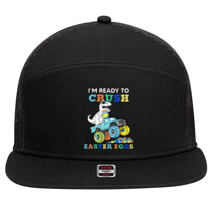 Im Ready To Crush Easter Eggs Monster Truck T Rex Dino 7 Panel Mesh Trucker Snapback Hat