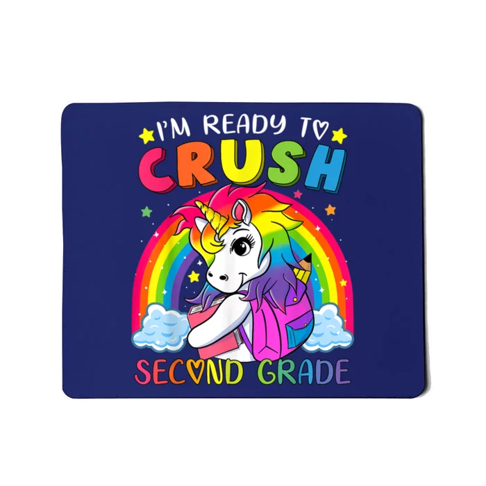 Im Ready To Crush Second Grade Funny Cute Unicorn Rainbow Mousepad