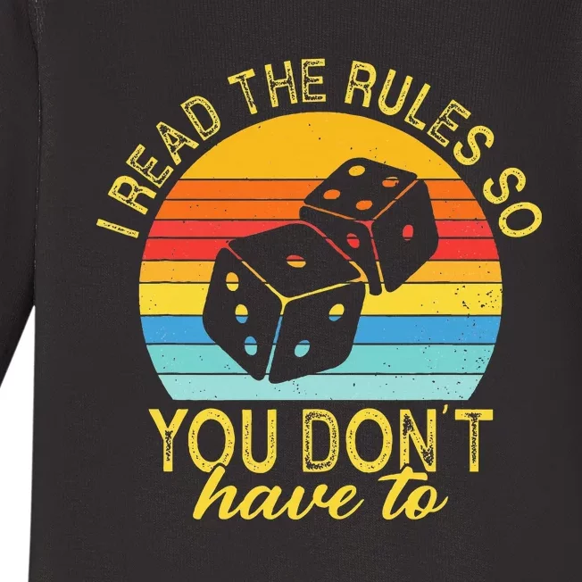 I Read The Rules So You DonT Have To Board Games Baby Long Sleeve Bodysuit