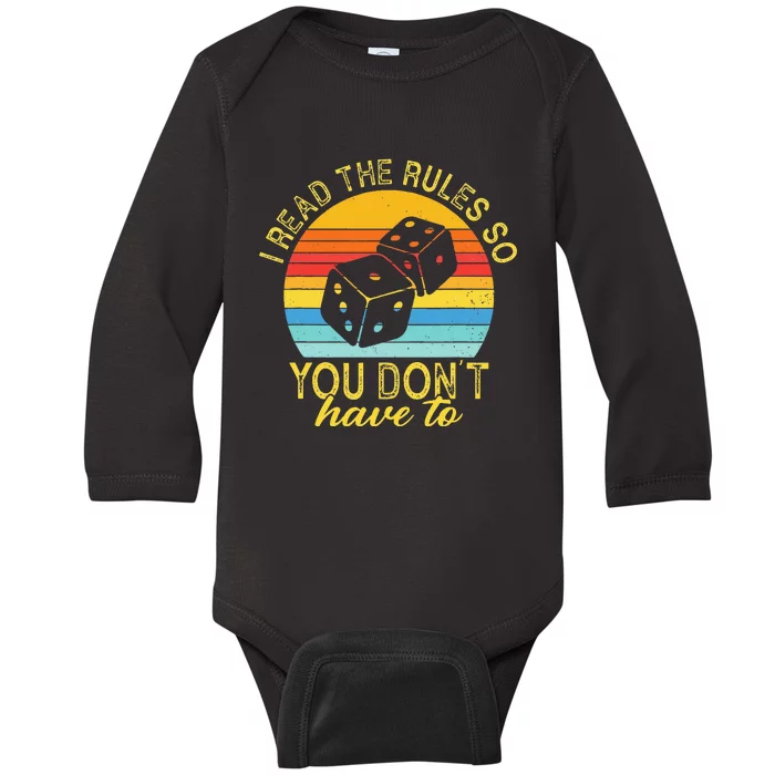 I Read The Rules So You DonT Have To Board Games Baby Long Sleeve Bodysuit