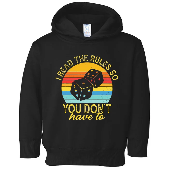 I Read The Rules So You DonT Have To Board Games Toddler Hoodie