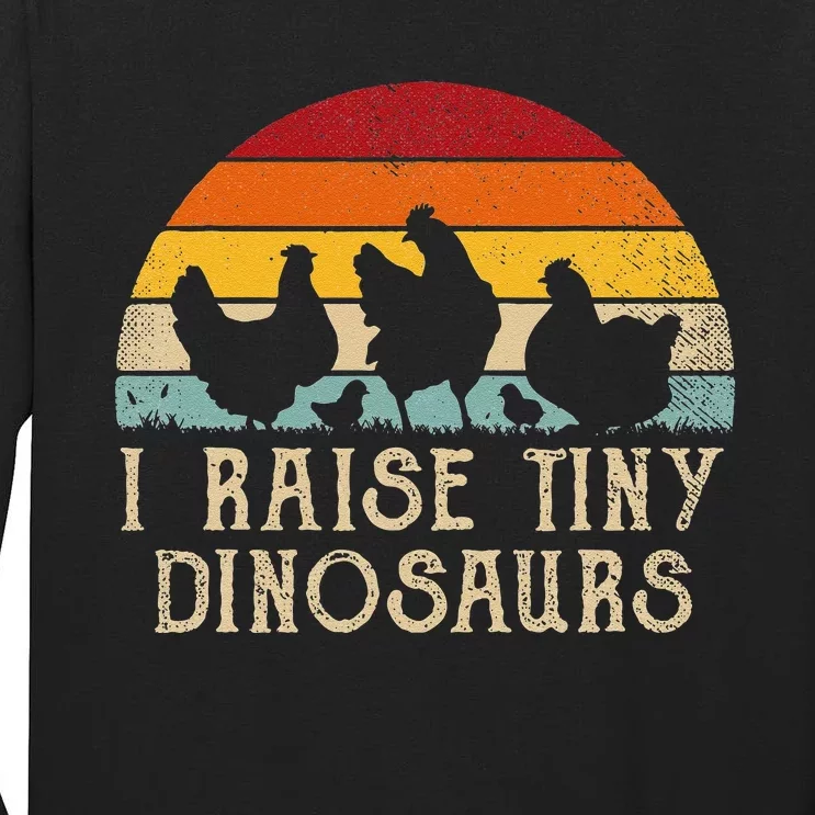 I Raise Tiny Dinosaurs Retro Funny Chicken Raiser Tall Long Sleeve T-Shirt