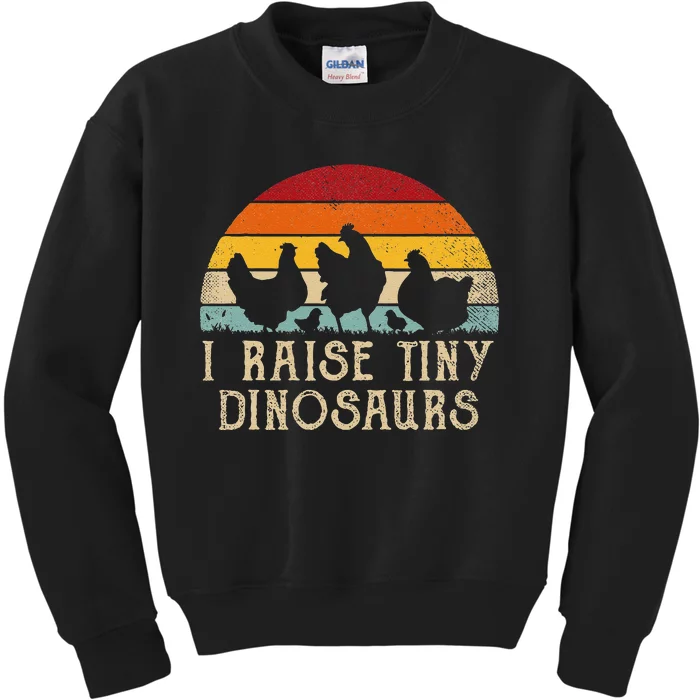 I Raise Tiny Dinosaurs Retro Funny Chicken Raiser Kids Sweatshirt