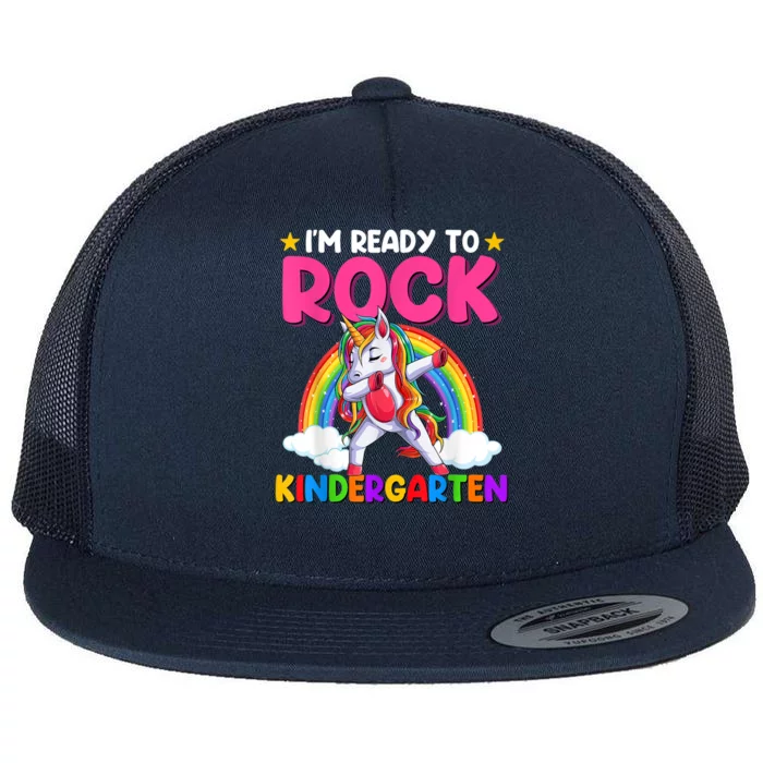 Im Ready To Rock Kindergarten Unicorn Back To School Flat Bill Trucker Hat