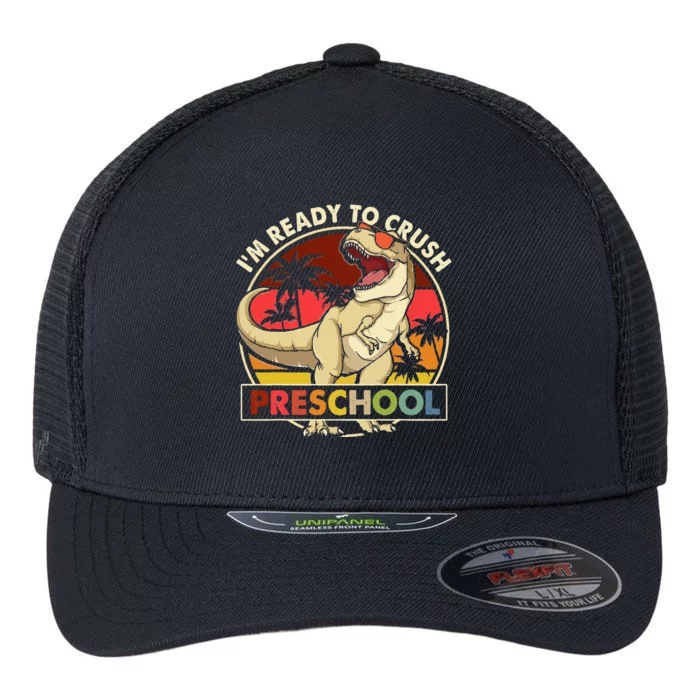 I'm Ready To Crush Preschool Back To School Dinosaur Flexfit Unipanel Trucker Cap