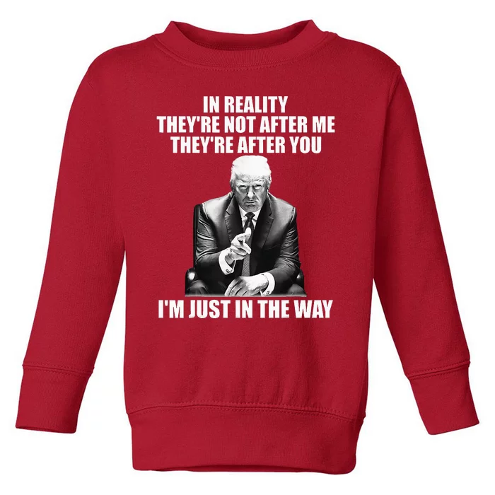 In Reality TheyRe Not After Me TheyRe After You Trump 2024 Toddler Sweatshirt