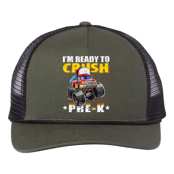 Im Ready To Crush Pre K Monster Truck Backpack Back To School Retro Rope Trucker Hat Cap