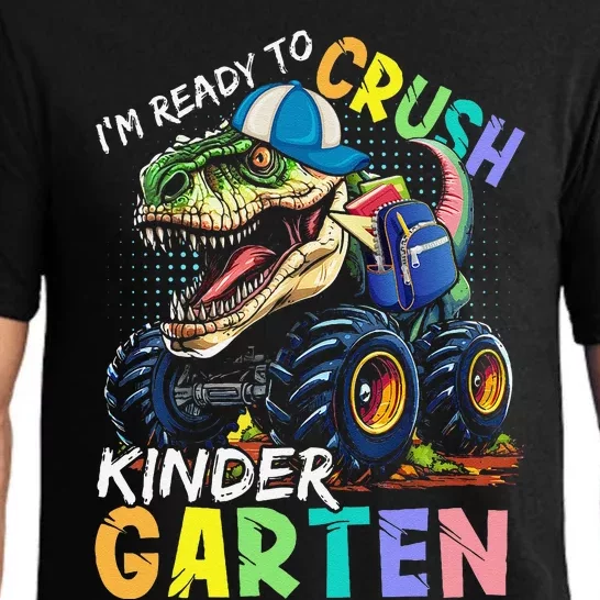 IM Ready To Crush Kindergarten Monster Truck Dinosaur Pajama Set