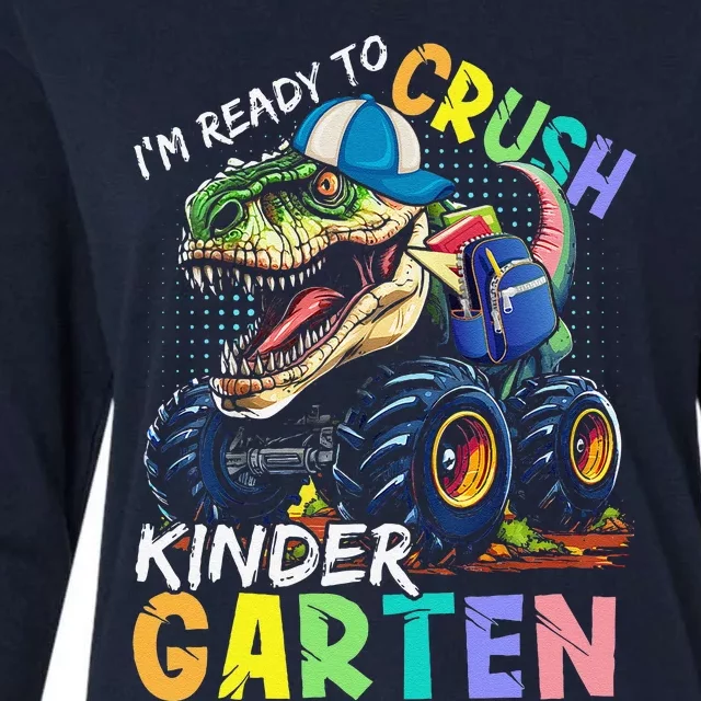 IM Ready To Crush Kindergarten Monster Truck Dinosaur Womens Cotton Relaxed Long Sleeve T-Shirt