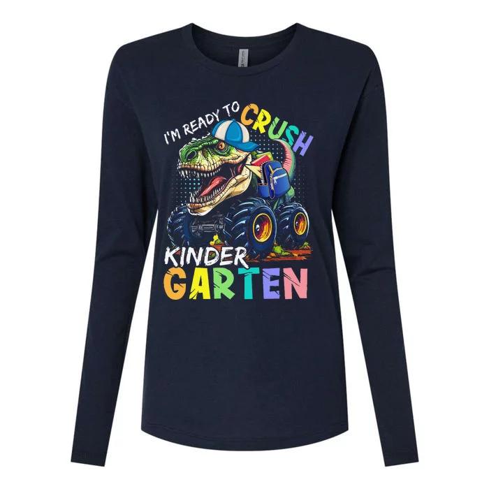 IM Ready To Crush Kindergarten Monster Truck Dinosaur Womens Cotton Relaxed Long Sleeve T-Shirt