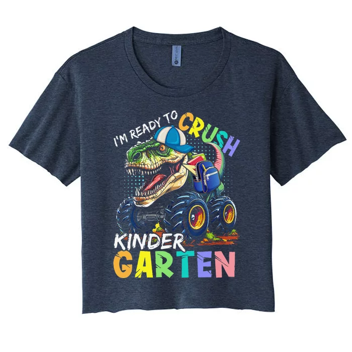 IM Ready To Crush Kindergarten Monster Truck Dinosaur Women's Crop Top Tee